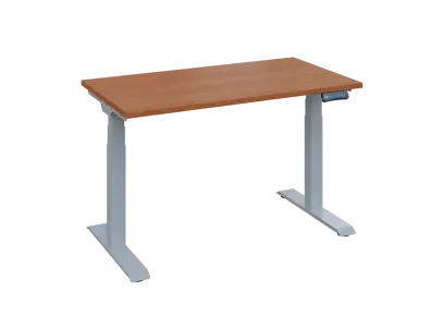 Fleximax 27-12 výškově nastavitelný stůl, kovová podnož stříbrná, deska 25 mm, široký 1200 mm, olše jantar